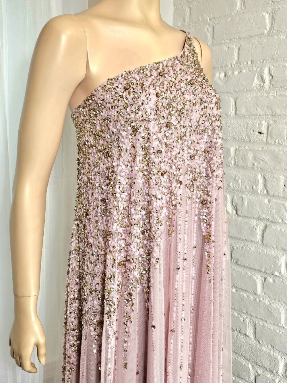 Mac Duggal Blush Beaded One Shoulder Gown Size 14 — As-Is - Picture 5 of 17